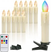 EINFEBEN 10 St&uuml;ck kabellose LED Weihnachtsbaumkerzen Warmwei&szlig; & RGB mit Fernbedienung