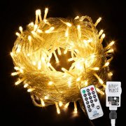 Einfeben 20 Meter 200 LEDs Lichterkette f&uuml;r Innen und Au&szlig;en Warmwei&szlig; mit Fernbedienung