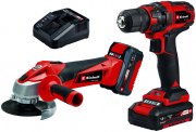 Einhell 4257238 Maschinen-Set mit Bohrschrauber und Winkelschleifer inkl. 2 Akkus und Ladeger&auml;t