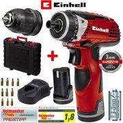 Einhell TE-CD 12 X-Li Akku-Bohrschrauber inkl. 2. Akku + Schnellladeger&auml;t, 10tlg.Bit-Set, Koffer