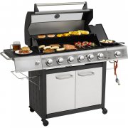 El Fuego Long Beach Edelstahl 6 Brenner Gasgrill mit Seitenbrenner im Netto f&uuml;r 324,99 Euro