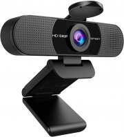 eMeet Full HD Webcam mit Dual Mikrofon und Objektivabdeckung