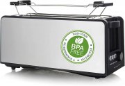 Emerio TO-124806 4 Scheiben Doppel Edelstahl Langschlitz-Toaster mit Br&ouml;tchenaufsatz