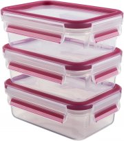 Emsa 515582 Food Clip & Close, Plastik, Transparent / Pink, 0,55 Liter Set mit 3 Boxen