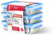 EMSA 515645 Clip & Close 3-teiliges Frischhaltedosen Set 3 x 1,2 L