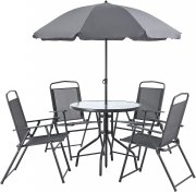 en.casa Gartenm&ouml;belset Milagro 6-teilig mit Tisch, St&uuml;hle und Sonnenschirm 