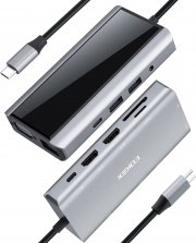 EOKEX 11-in-1 USB-C-Hub mit 2 HDMI 4K, 100 W PD, 2 USB-A 3.1, 1 USB-C 3.1 und SD/Micro SD