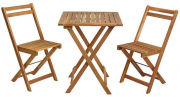 ESTEXO 3-teiliges Balkonset mit Klapptisch & zwei St&uuml;hlen aus massivem Holz