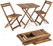 ESTEXO Balkonset 3teilig aus Holz mit Klapptisch + 2 St&uuml;hle 