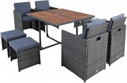 ESTEXO Polyrattan Sitzgruppe Gartenm&ouml;bel Set f&uuml;r 8 Personen Anthrazit-Grau, Beige oder Schwarz