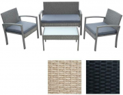 ESTEXO Polyrattan Sitzgruppe mit Tisch, 2 St&uuml;hlen und einer Bank