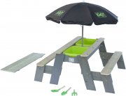 EXIT Aksent Sand,- Wasser- und Picknicktisch mit Sonnenschirm und Gartenwerkzeugen