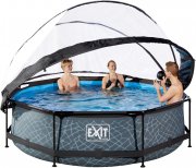 EXIT Pool Stone 300x76cm mit Abdeckung und Filterpumpe