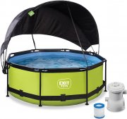 EXIT Toys Lime Pool &oslash;244x76cm Rahmenpool mit Sonnensegel und Kartuschenfilterpumpe