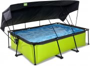 EXIT Toys Lime Rahmenpool 220x150x65cm mit Sonnensegel und Kartuschenfilterpumpe