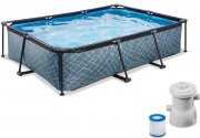 EXIT Toys Stone Pool - 300x200x65cm - Rechteckiger Rahmenpool mit Kartuschenfilterpumpe