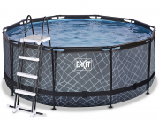 Exit Toys Stone Pool Frame Pool &Oslash; 360x122cm mit Sandfilteranlage