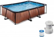 Exit Toys Wood Pool 220 x 150 x 65 cm Rahmenpool mit Filterpumpe