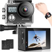 Exprotrek 4K Ultra HD 20MP WiFi Action Cam mit Fernbedienung, 2 Akkus und Helmzubeh&ouml;r-Kit
