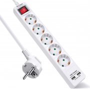 ExtraStar 5-fach Steckdosenleiste mit 2-fach USB, Schalter und Kindersicherung