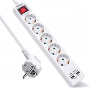 ExtraStar 5 Fach Steckdosenleiste mit 2 USB und Schalter