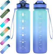 EYQ 1 Liter Trinkflasche mit Strohhalm Tritan BPA frei