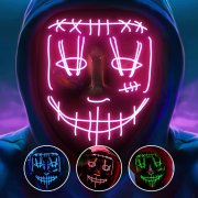 EZGETOP LED Halloween Maske mit 3 Leuchtmodi