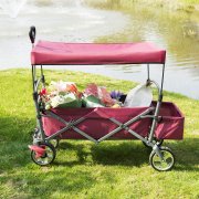 Faltbarer Bollerwagen mit Dach f&uuml;r Kinder Garten Outdoor