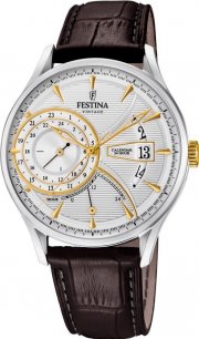 Festina Dualtime F16985/2 Herren Analog Quarz Uhr mit Leder Armband