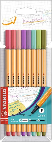 Fineliner - STABILO point 88 - 8er Pack - mit 8 verschiedenen Farben