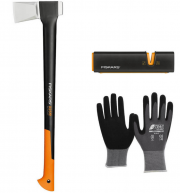 Fiskars Spaltaxt X25-XL inkl. Messersch&auml;rfer XSharp und original Handschuh