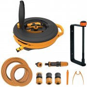 Fiskars Waterwheel S Bew&auml;sserungs-Set inkl. 15 m Schlauch und Schlauchbox