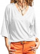 Fisoew Damen T-Shirt mit 3/4 &Auml;rmeln und V-Ausschnitt f&uuml;r nur 4,99&euro;