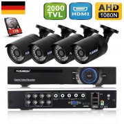 FLOUREON 8CH WLAN IP Kamera 1080N DVR Nachtsicht &Uuml;berwachungssystem mit 1TB HDD