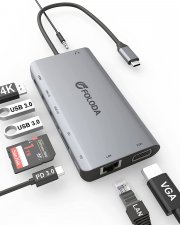 FOLODA 8-in-1 USB C HDMI Hub Dockingstation mit Ethernet, HDMI 4K, USB 3.0, SD-Kartenleser