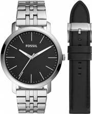Fossil BQ2466SET Luther Herrenuhr mit Edelstahlarmband und Leder Wechselarmband