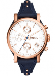 Fossil ES3838 Original Boyfriend Damenuhr mit Quarz-Chronographenwerk und Lederarmband