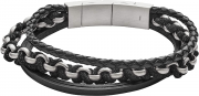 Fossil JF02937040 Herren Armband Vintage Casual Edelstahl Leder