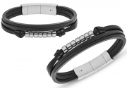 Fossil JF03001040 Herren Armband - Multi-Strand Black Leather Bracelet