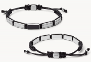 Fossil JF03172040 Herren-Aarmband Stainless Steel Beaded Leather