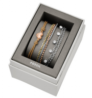 Fossil JGFTSET1042 3-teiliges Armband Geschenkset Edelstahl dreifarbig