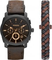 Fossil Machine FS5251SET Herren Chronograph + Echtlederarmband