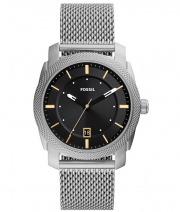Fossil Machine FS5883 3-Zeiger-Werk Herrenuhr mit Milanaise Edelstahl Armband