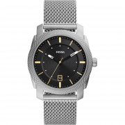 Fossil Machine FS5883 3-Zeiger-Werk Herrenuhr mit Milanaise Edelstahl Armband