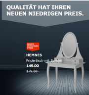 Frisiertisch HEMNES mit Spiegel, wei&szlig; bei IKEA 30,- &euro; billiger!