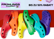 Fr&uuml;hlings Angebote mit bis zu 50% Rabatt auf ausgew&auml;hlte Artikel bei Crocs