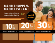 F&uuml;r 2 Tage 10 &euro;, 20 &euro; oder 30 &euro; Staffelrabatt auf das komplette Sortiment bei Jeans Direct