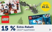 F&uuml;r 2 Tage 15% Extra-Rabatt auf LEGO Superhelden im MyToys Shop