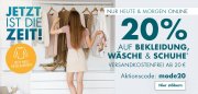 F&uuml;r 2 Tage 20% Rabatt auf Bekleidung, W&auml;sche und Schuhe im Galeria Karstadt Kaufhof Shop
