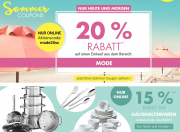 F&uuml;r 2 Tage 20% Rabatt auf Mode und 15% Rabatt auf Haushaltswaren im Karstadt Shop